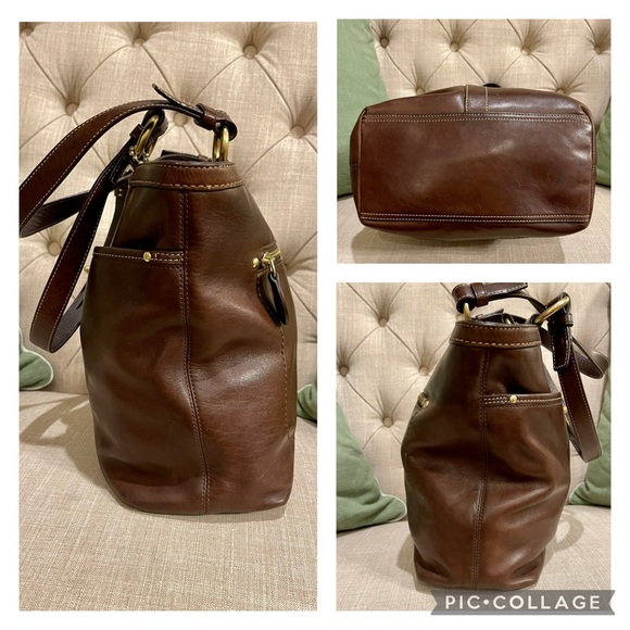 Authentic Coach Lily Legacy Turn Lock Brown Leather Tote Shoulder Bag NICE - Picture 3 of 12